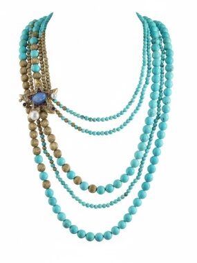 GOLD TURQUOISE STAR VINTAGE STYLE NECKLACE